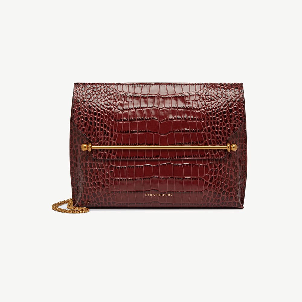 Image of Stylist - Croc-Embossed Leather Oxblood