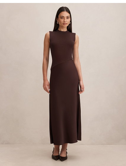 Jayden Satin Mixed Midi Dress