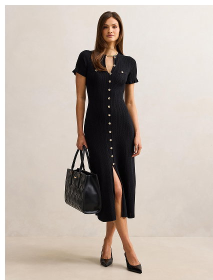 Violetta Stitch Interest Midi Dress