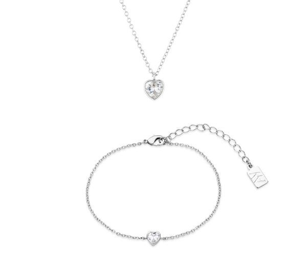 August Woods Silver Solitaire Heart Gift Set