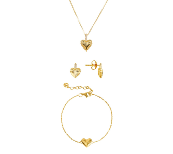 Argento Gold Wave Heart Gift Set