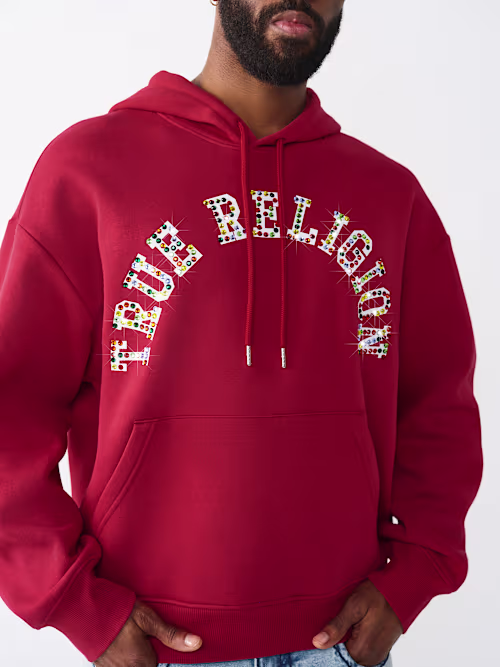 SHOP ARCHED LOGO STUDDED BOXY HOODIE