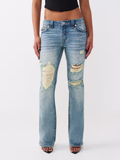 SHOP BECCA MID RISE RIGID FRONT FLAP BOOTCUT JEAN