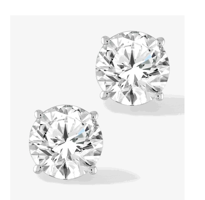 Round diamond stud earrings in white gold.