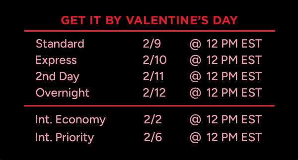 Valentine's Shipping Deadlines