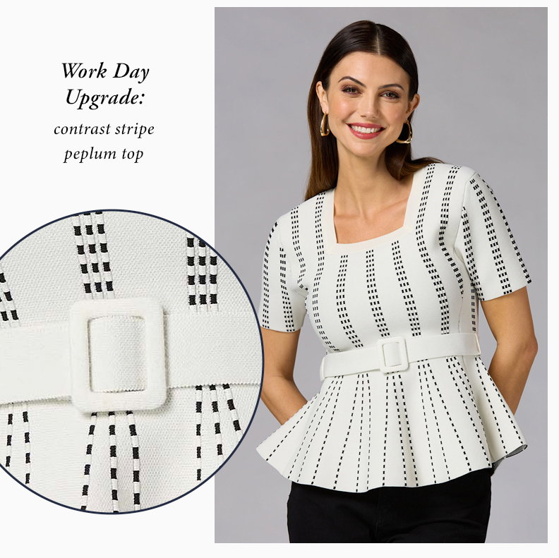 Shop Contrast Stripe Peplum Top