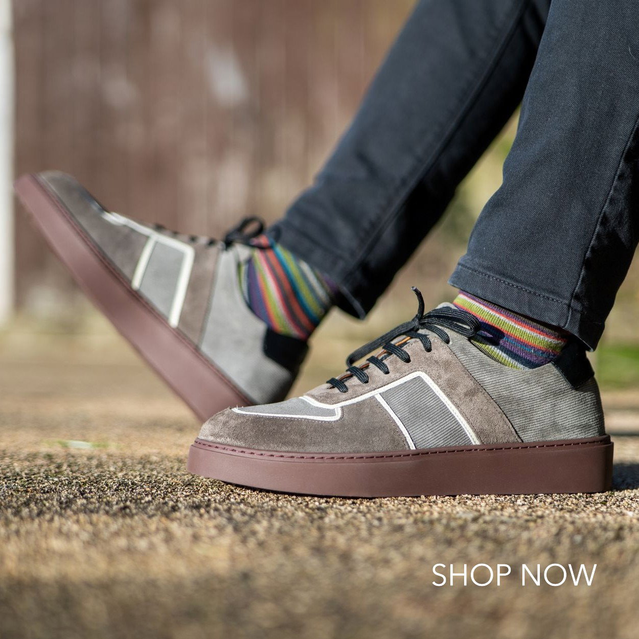 Herring Metz men's rubber-soled sneakers in grey multi