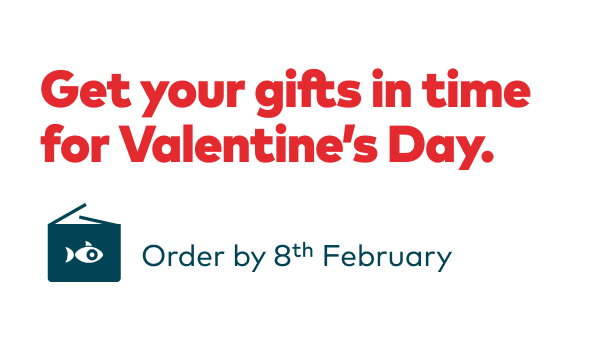 Get your gifts in time for Valentine’s Day. Order by 8th February.