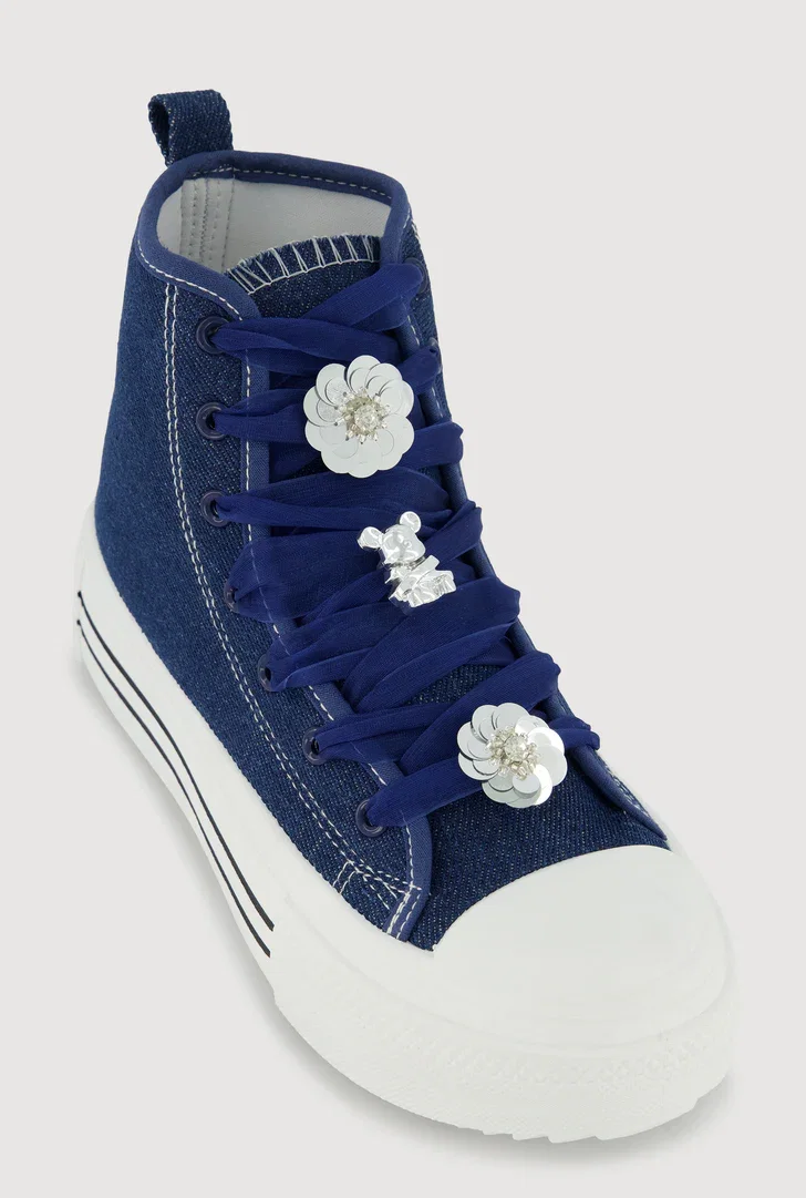 Tulle Lace Up Charm Platform High Top