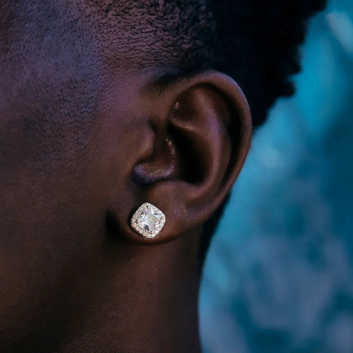 Image of Cushion Cut Earrings in Yellow Gold
