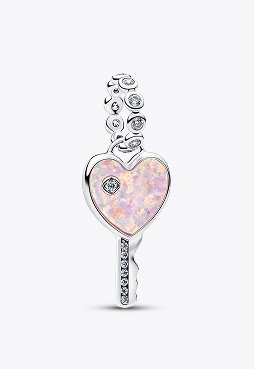 Opalescent Heart Key Dangle Charm