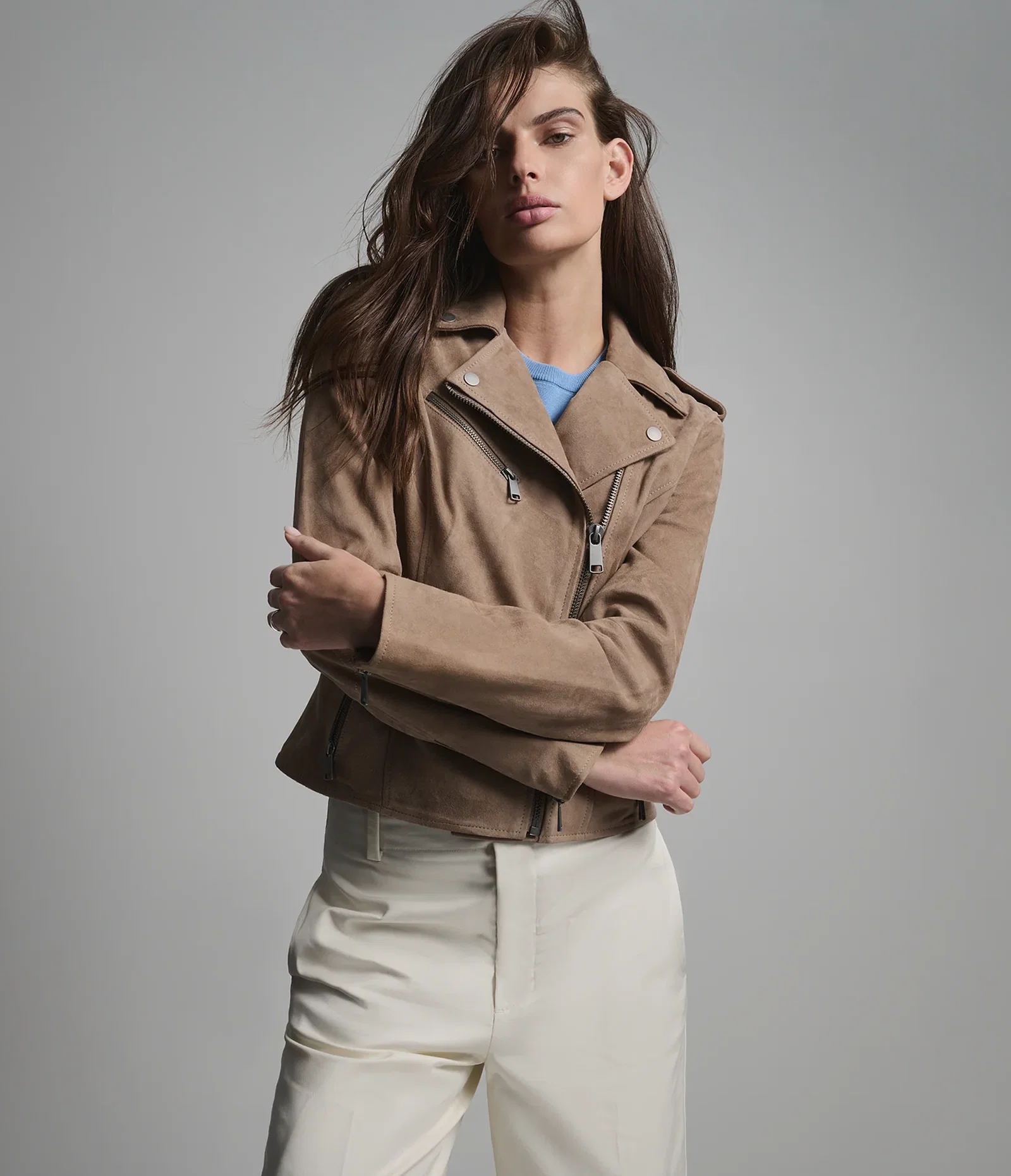 Image of Madeline Suede Quilted Moto Jacket