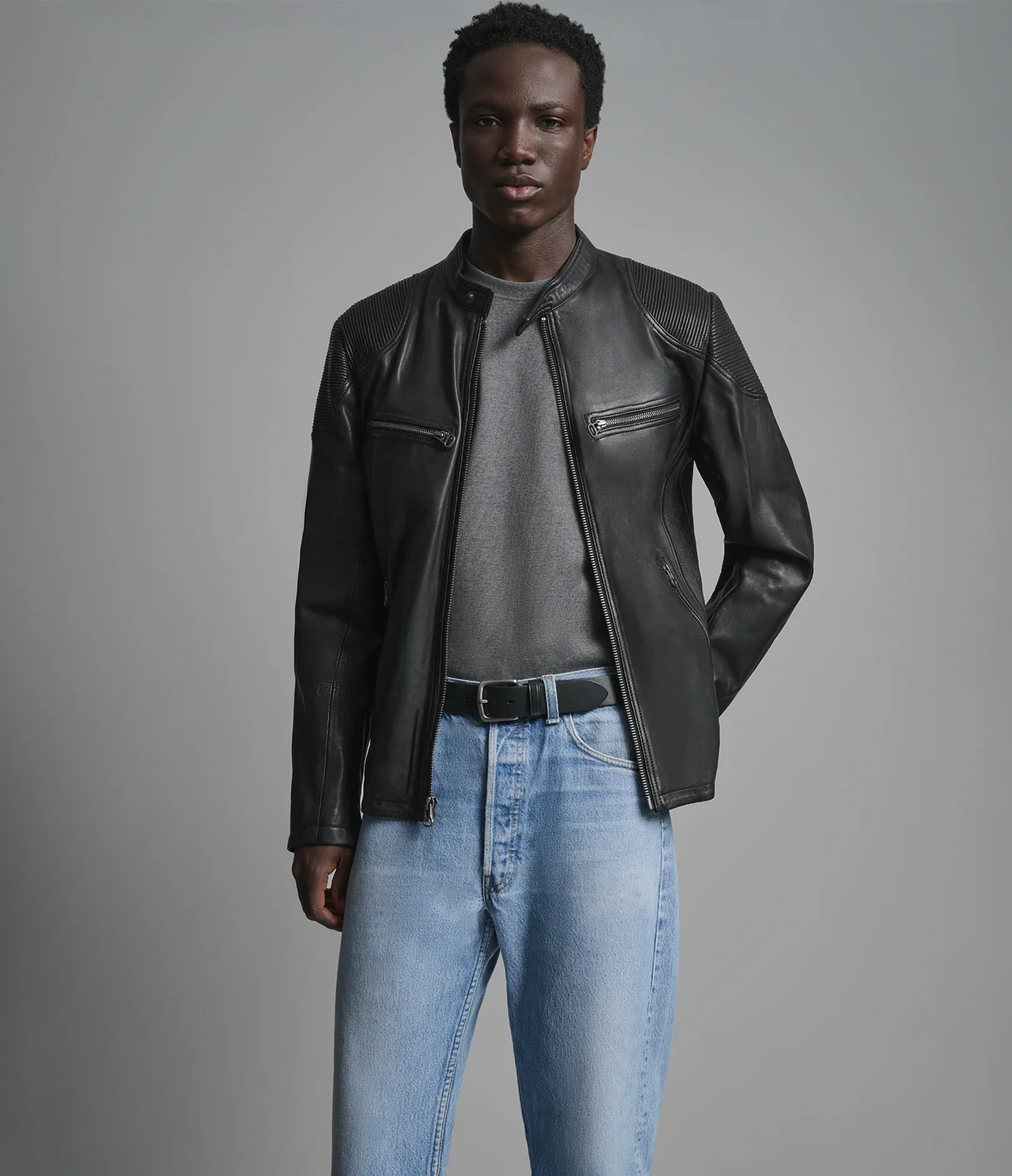 Image of Drew Leather Racer Jacket