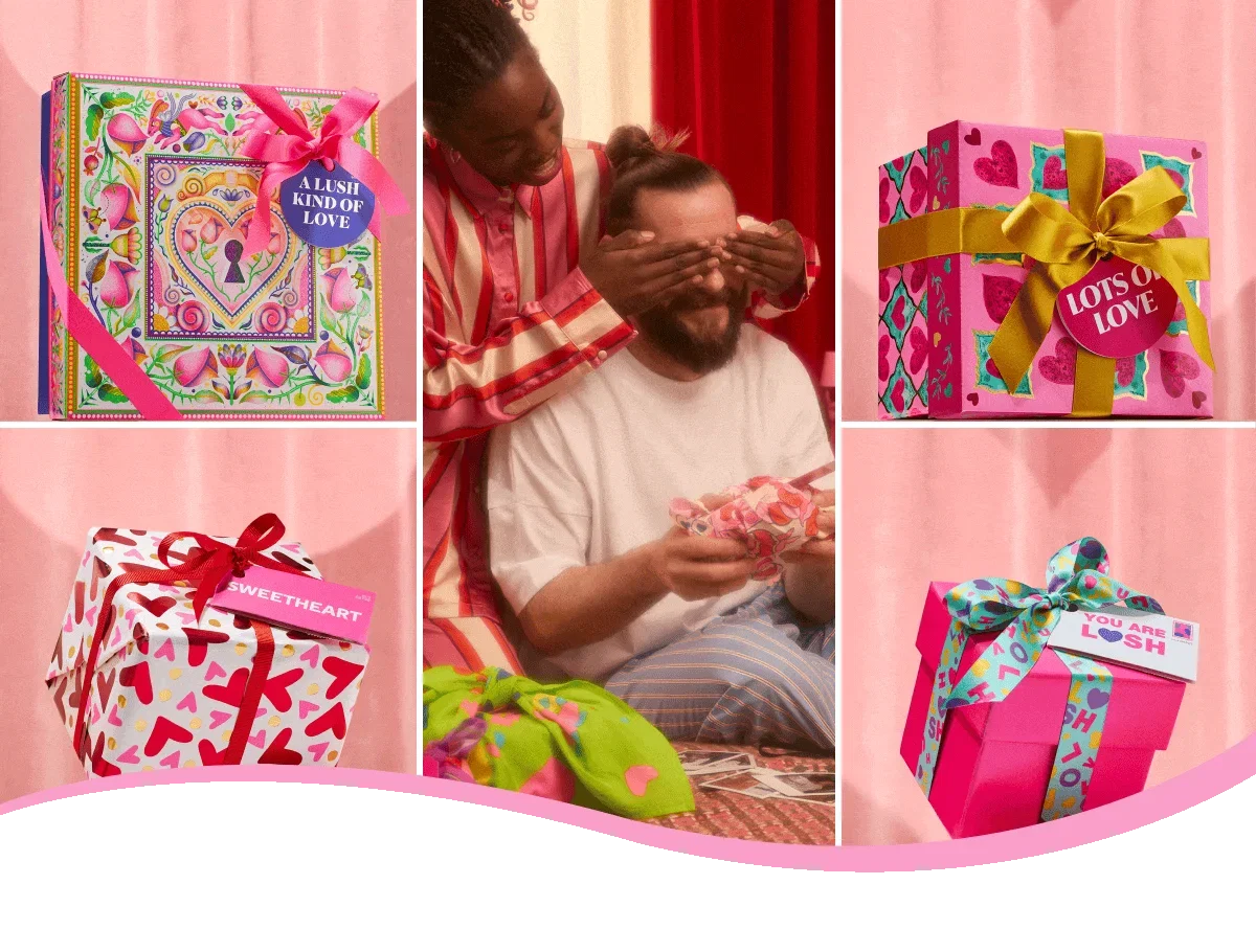 Hero image of various Lush Valentine's gifts