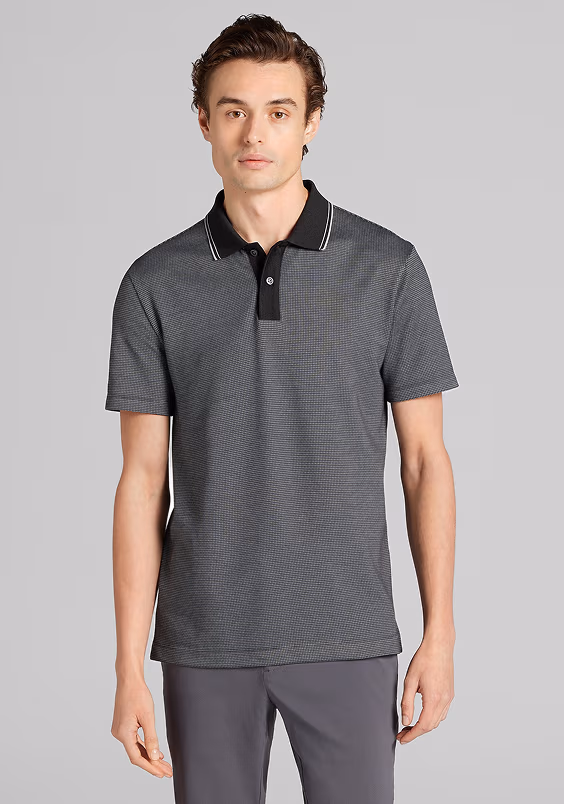 Slim Fit Grid Jacquard Polo