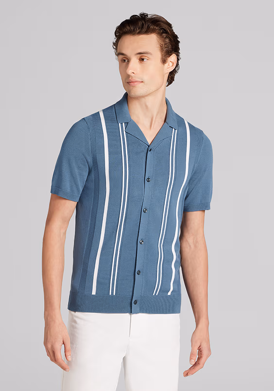 Short Sleeve Button Front Polo Sweater