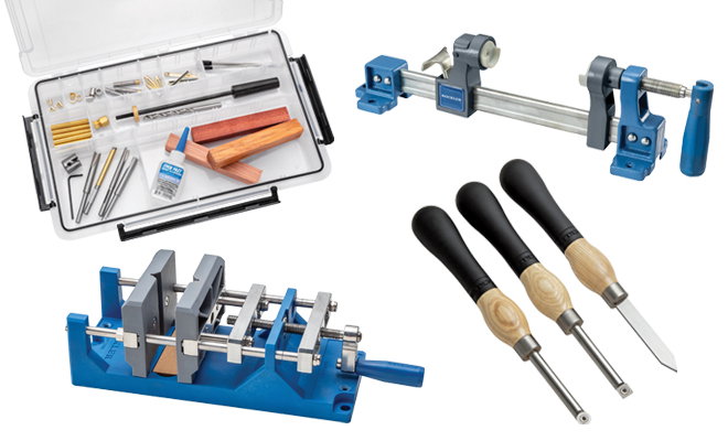 Pen turning vises and tools