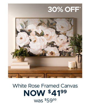 White Rose Framed Canvas