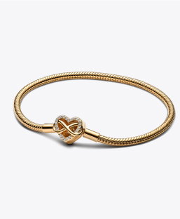 Sparkling Infinity Heart Clasp Snake Chain Bracelet