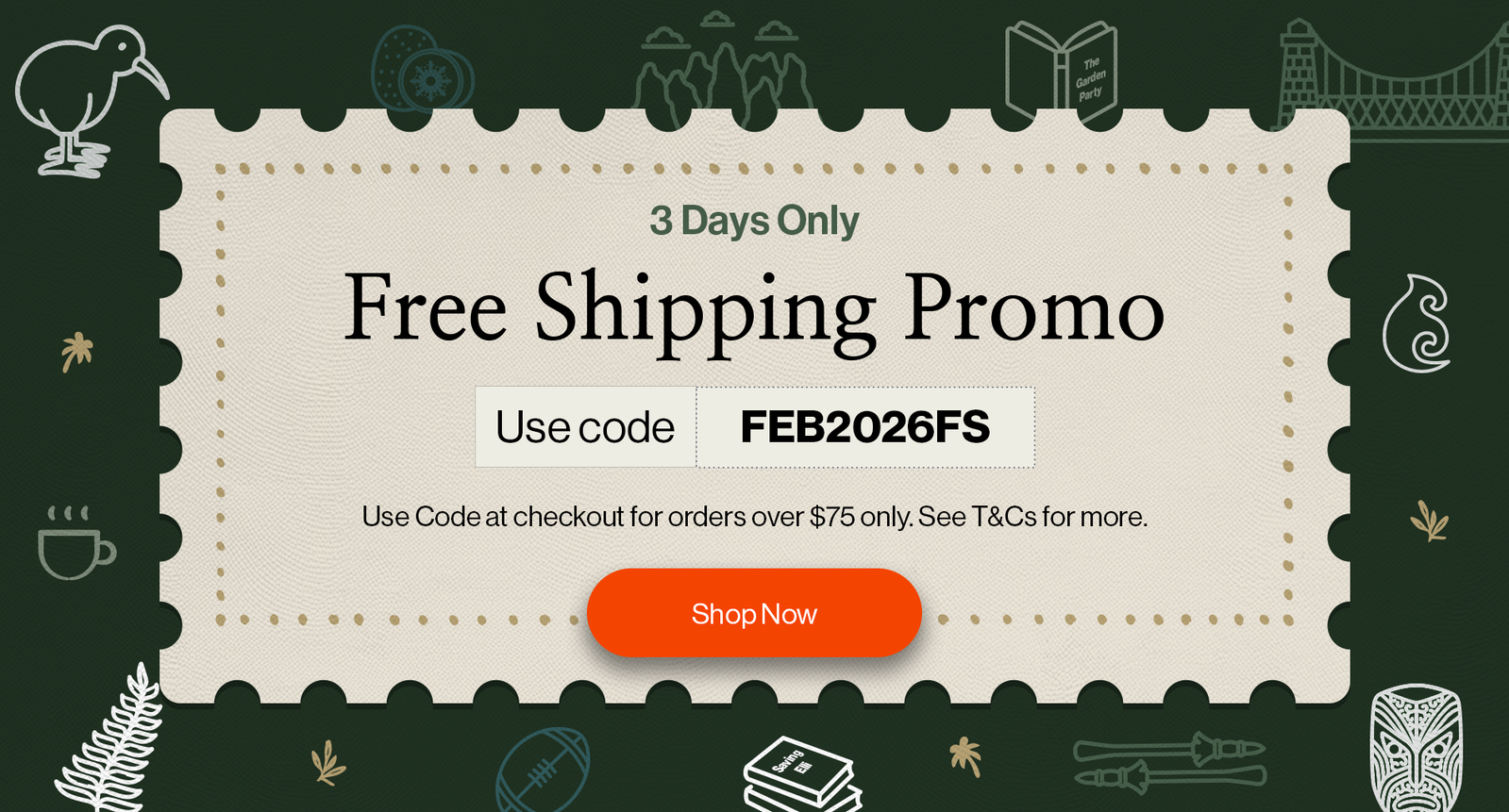 Free Shipping Code: FEB2026FS