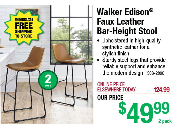 Walker Edison® Faux Leather Bar-Height Stool - ONLY $49.99!
