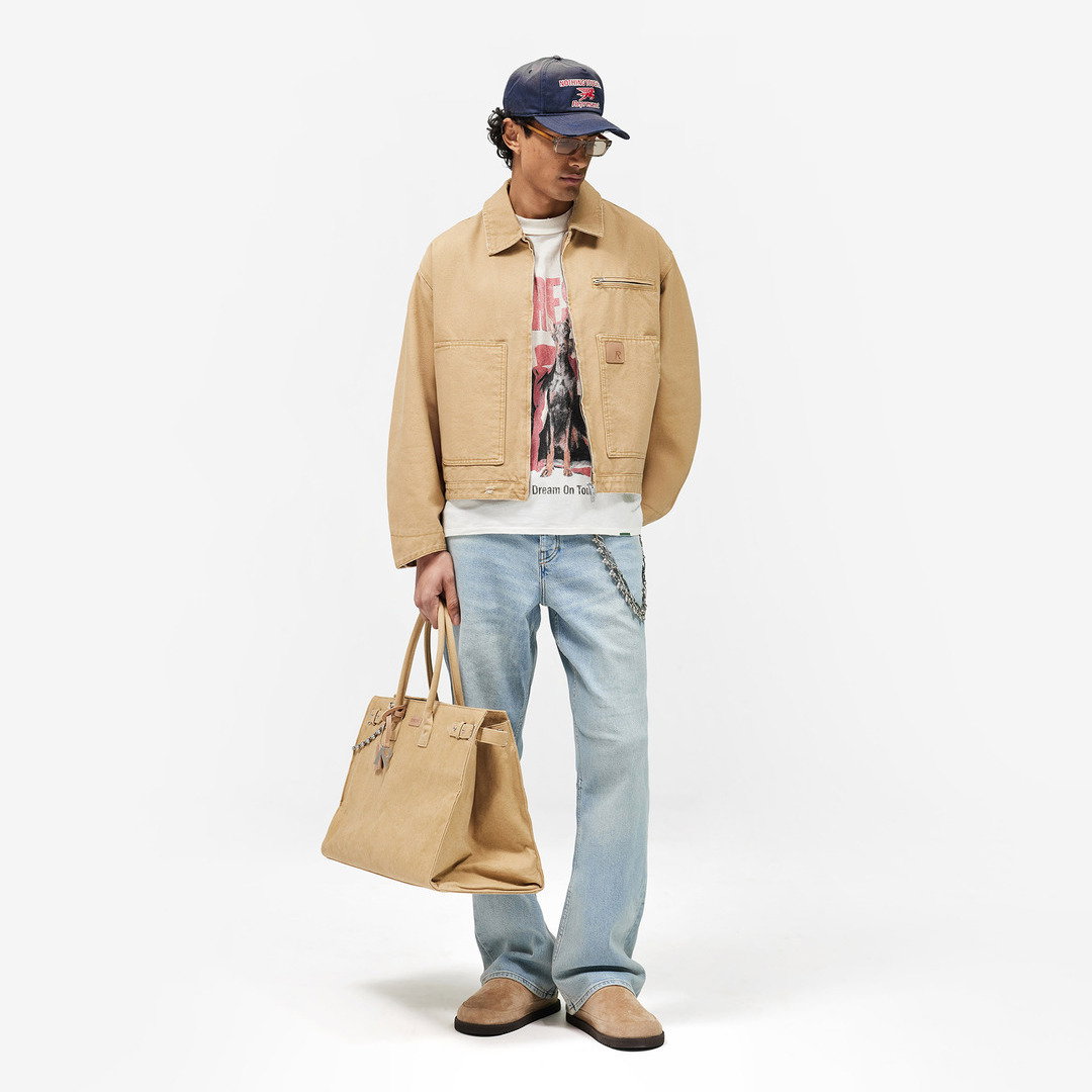 SS26 Look 1 - Centred around the Heaton Workwear Jacket