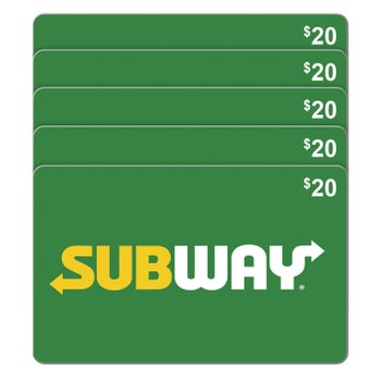 Subway Five Restaurant $20 eGift Cards ($100 Value)