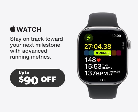 apple watch stay on track toward your next milestone with advanced running metrics up to $90 OFF