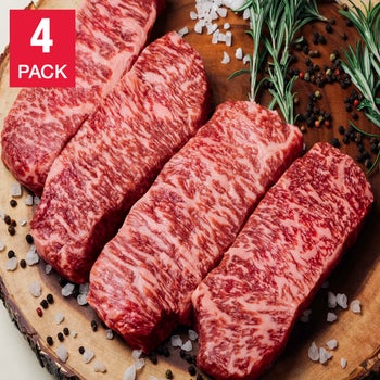 Japanese Wagyu Center Cut New York Strip Steaks, A5 Grade, (4/12 oz Per Steak), 4 Total Count, 3 lbs Total