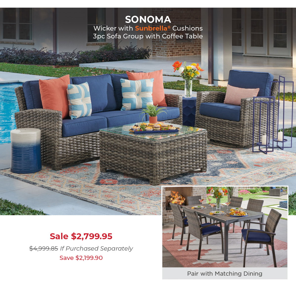 Sonoma 3 PC Sofa Group 