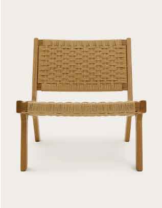 Habitat Faro Woven Paper Rope and Oak Accent Chair - Natural