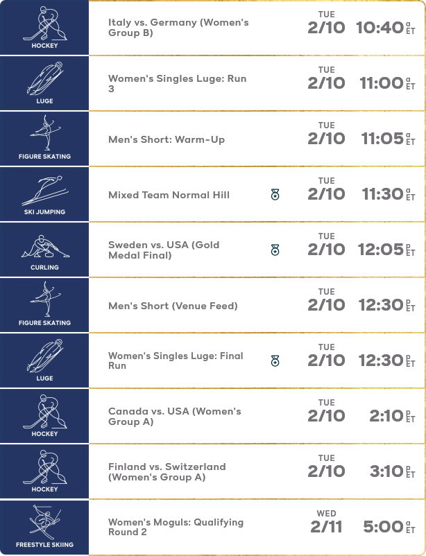 Winter Olympics Schedule