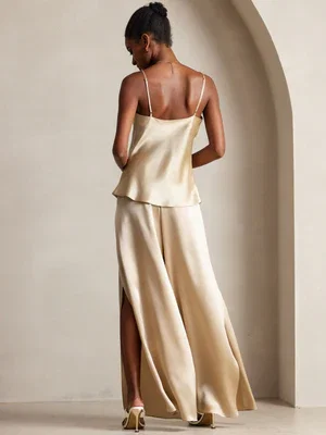 Image of Pure Silk Spaghetti Strap V Neck Camisoles