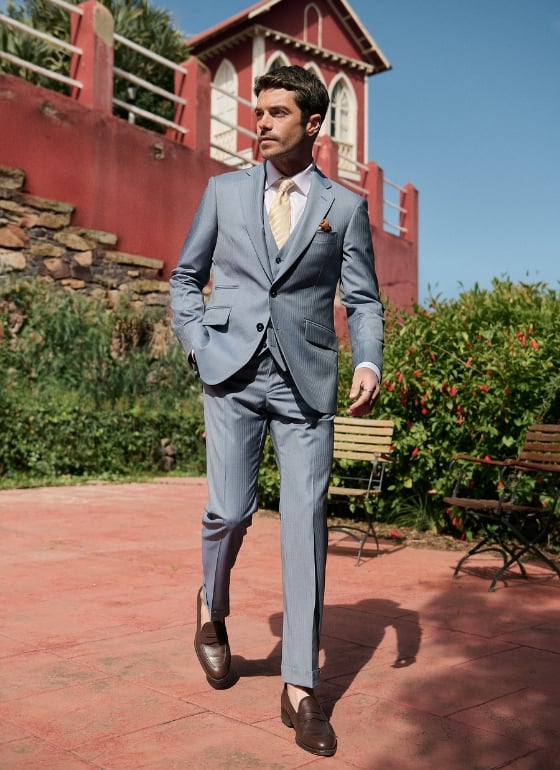 Costume croisé marron Loro Piana