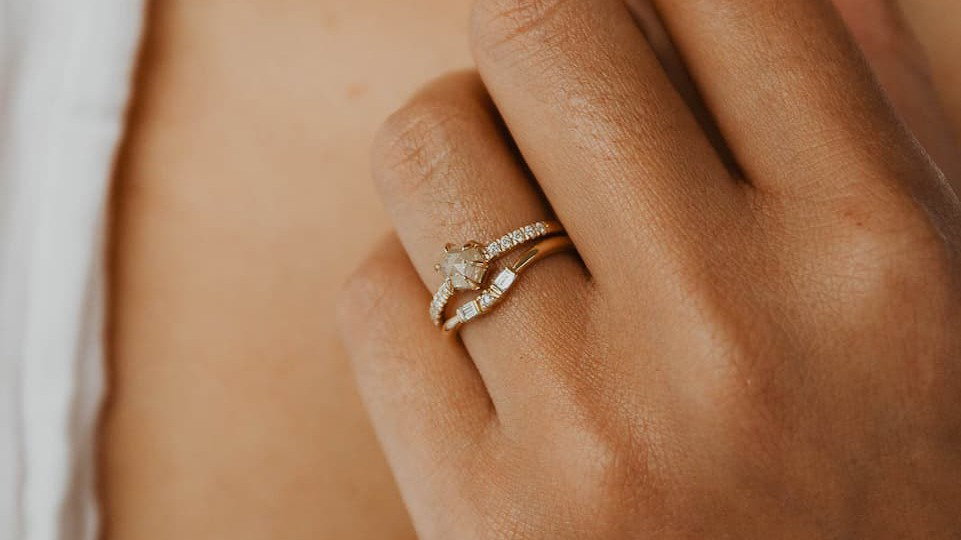 Milky white Diamond Finnley Ring