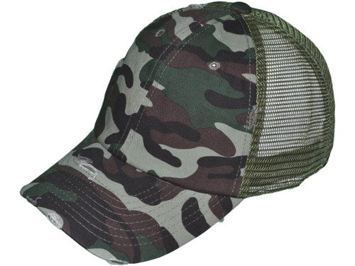 Camo Vintage Trucker Hats - Unstructured Cotton Low Profile BK Caps - 5229