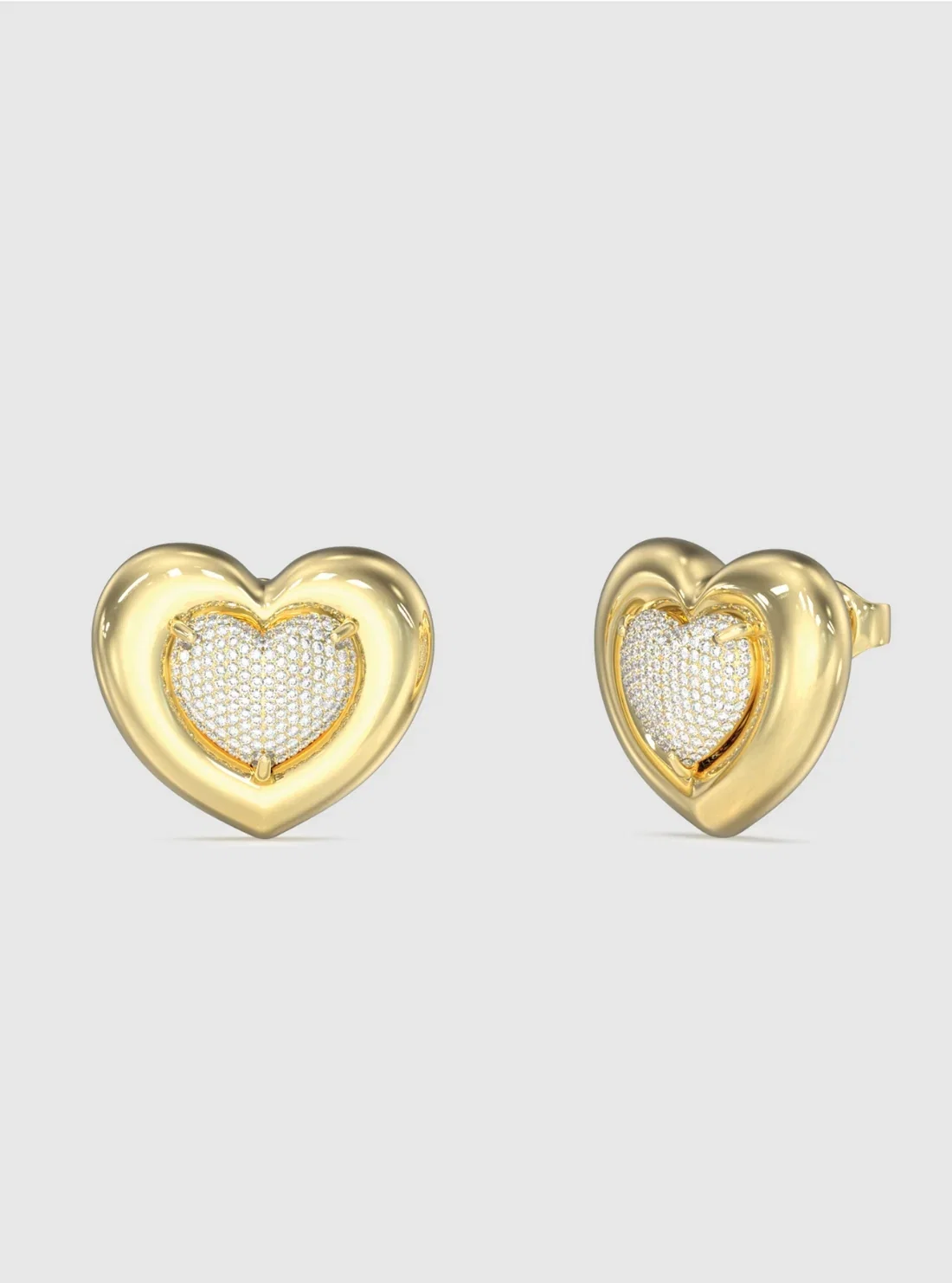 Image of Gold Heart Pavé Stud Earrings