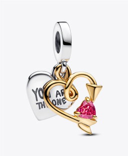 Engravable Heart & Arrow Double Dangle Charm