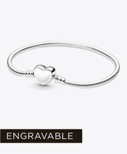 Pandora Moments Engravable Heart Clasp Snake Chain Bracelet