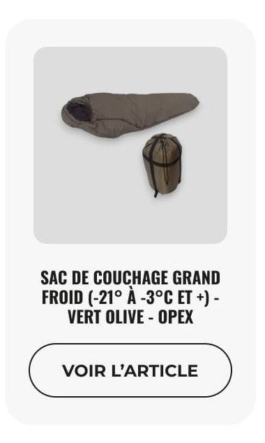 Sac de couchage Grand Froid (-21° à -3°C et +) - Vert olive - OPEX