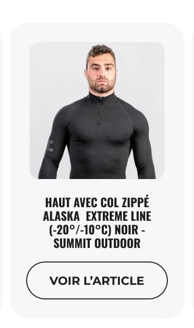 Haut avec col zippé ALASKA Extreme Line (-20°/-10°C) - Noir - Summit Outdoor