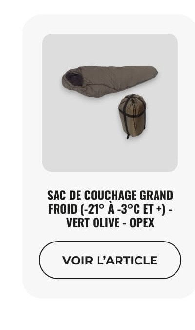  Sac de couchage Grand Froid  (-21° à -3°C et +) - Vert olive - OPEX