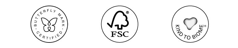 Certified By Positive Luxury, FSC and Kind To Biome