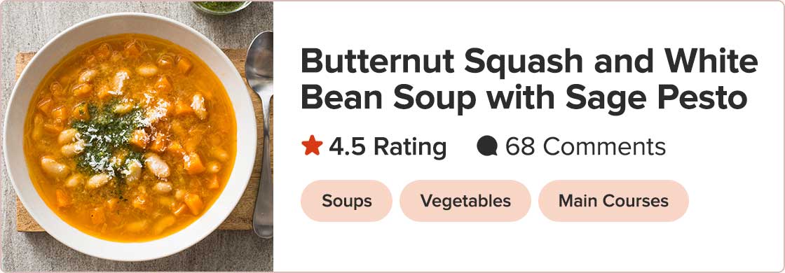 Butternut Squash and White Bean Soup with Sage Pesto