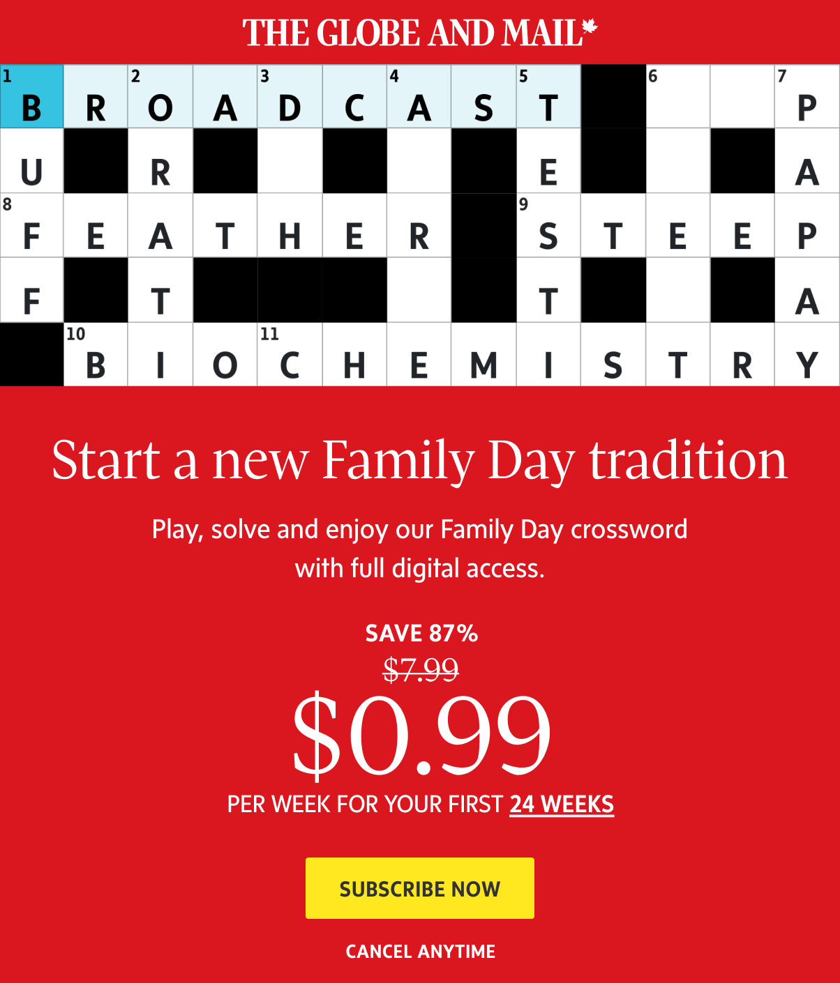 Start a new Family Day tradition. Save 87% 