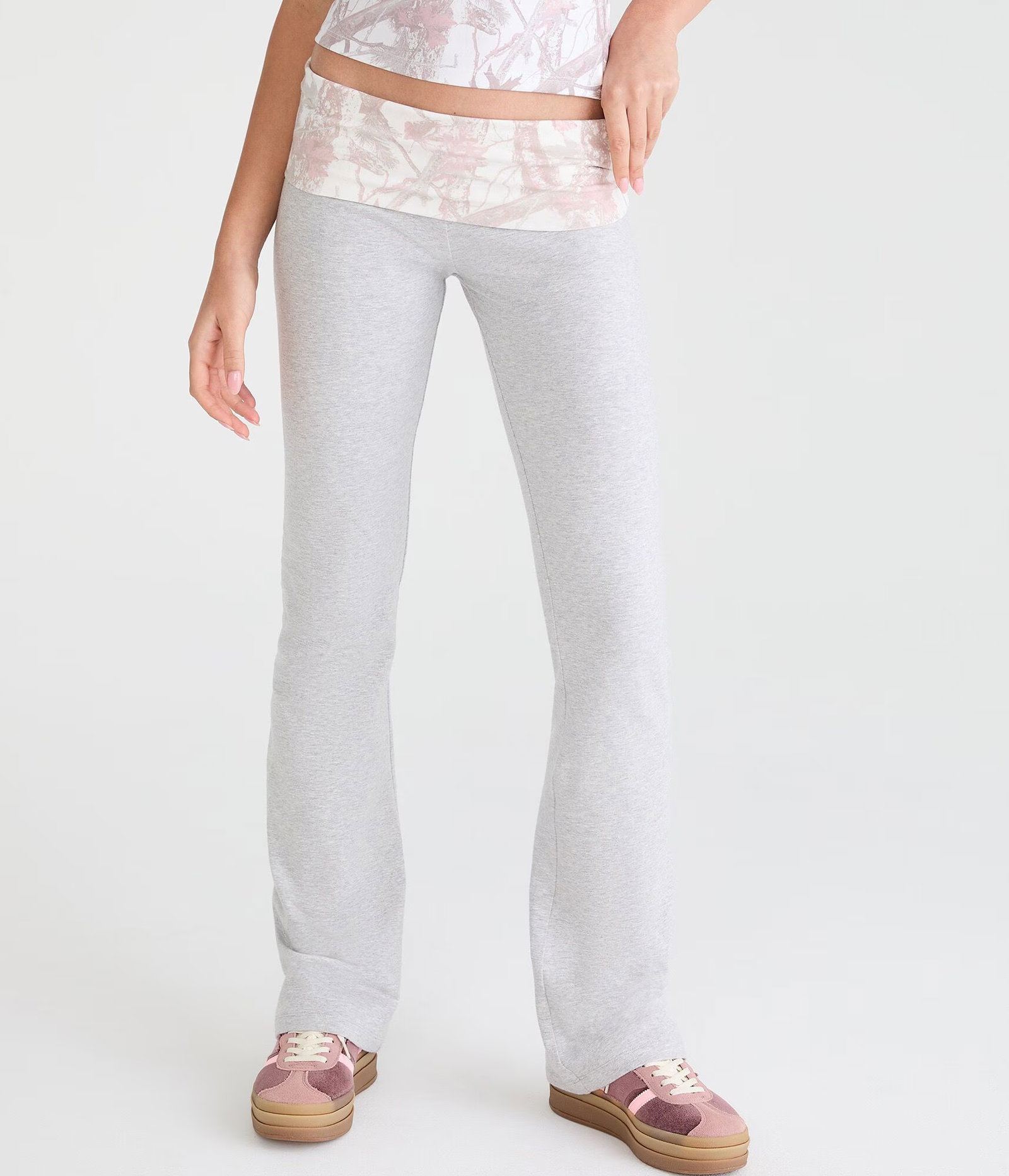Image of Forest Camo Mid-Rise Fold-Over Bootcut Pants