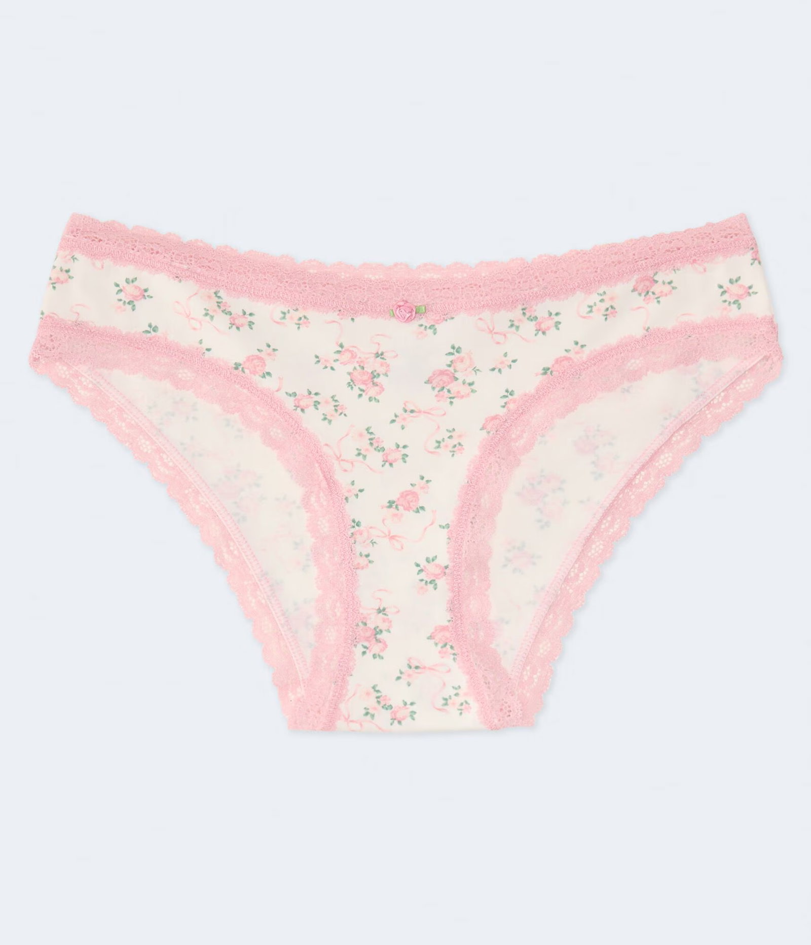 Image of Floral Low-Rise Lace-Trim Bikini