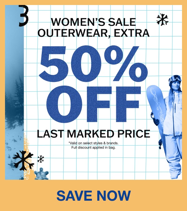 Take an extra 50% off last marked price women's snow outerwear