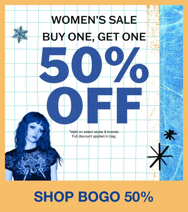 Shop women's clothing, buy one get one 50% off
