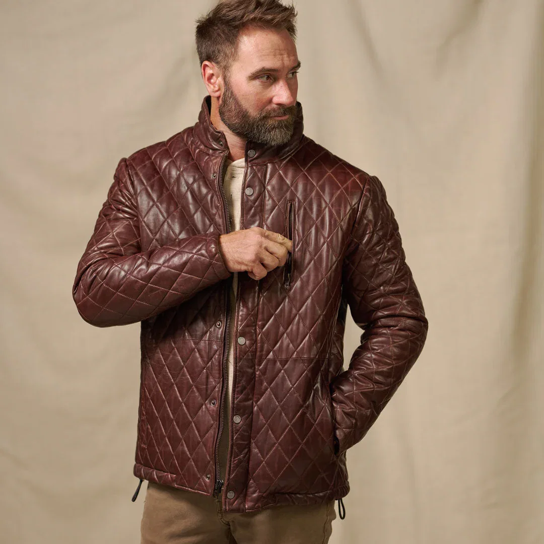 Image of Highlands Quilted Leather Jacket | Mahogany Brown